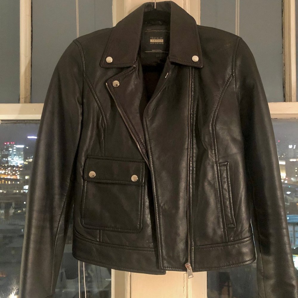 Zara Trafaluc Leather Moto Jacket Size M